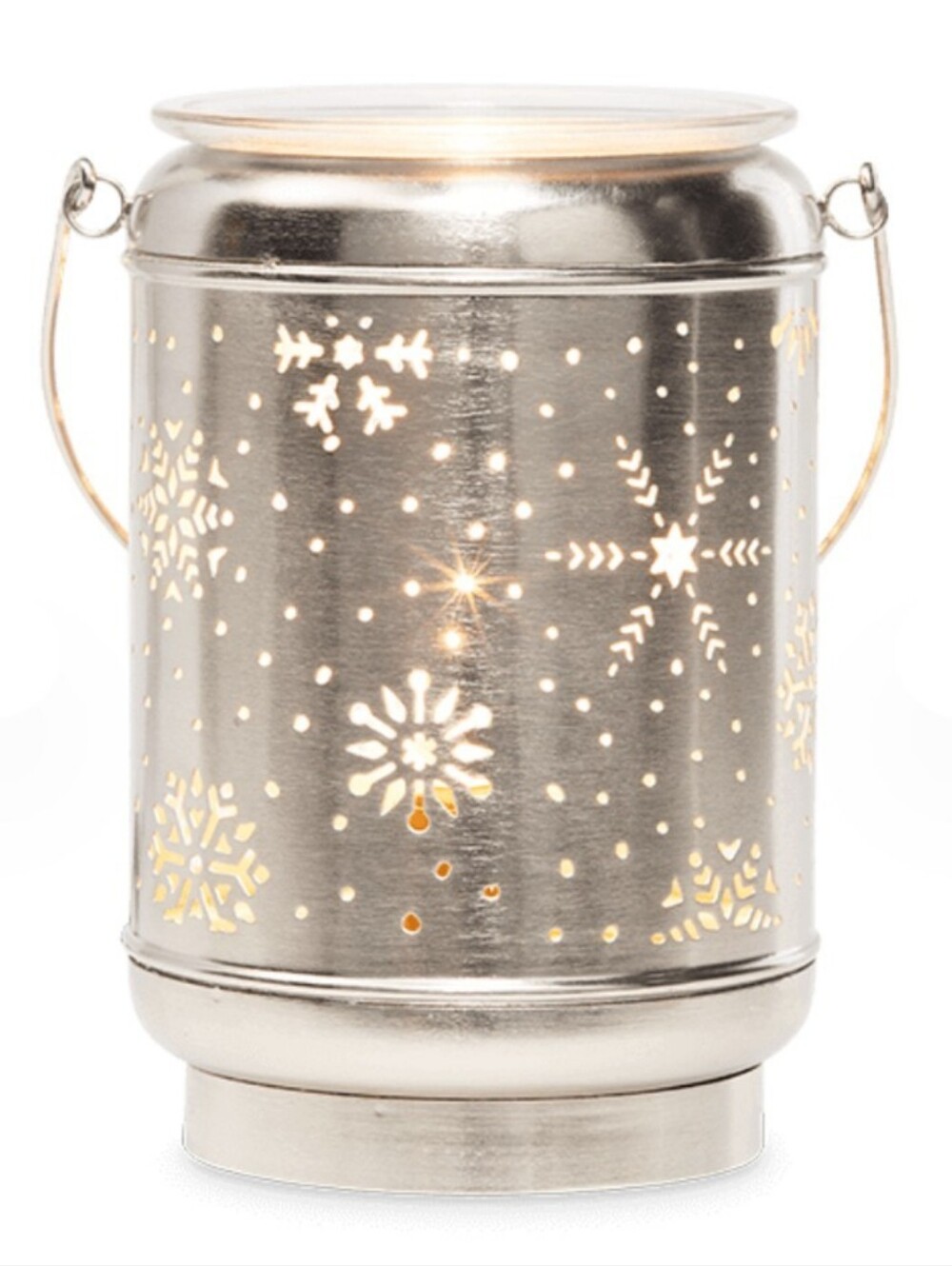 Scentsy Metallic Silver Snowflake Lantern Wax Warmer, " Solitude "